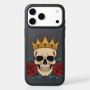 Gothic Skull Crown with Red Roses – Dark Biker iPhone 17 Pro Max Case