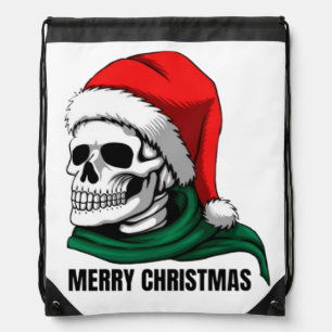 Gothic Skull Crown with Red Roses – Dark Biker Sty Drawstring Bag