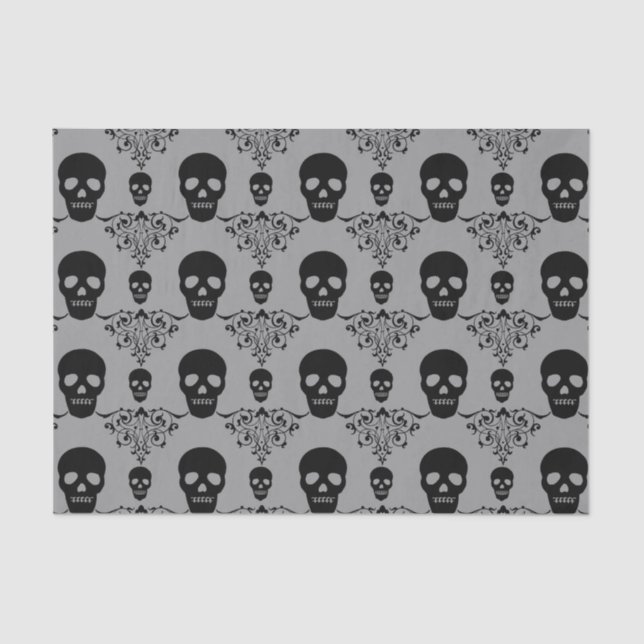 Gothic Skull Damask Tissue Paper (Front)