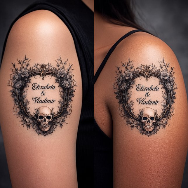 Gothic Skull & Dark Floral Heart Temporary Tattoos (Creator Uploaded)