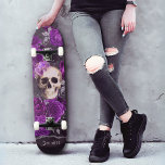Gothic Skull Dark Purple Roses Personalized Skateboard<br><div class="desc">This skateboard is perfect for anyone who loves the unique and mysterious look of gothic fashion. Floral gothic skull design and dark purple roses are eye-catching and sure to make a statement. The dark background and gothic skull with purple roses design adds a unique and edgy look to your ride....</div>
