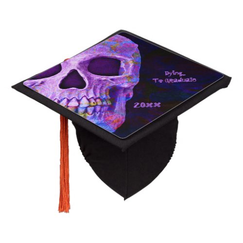 Gothic Skull Day Of The Dead Purple Blue Neon Graduation Cap Topper