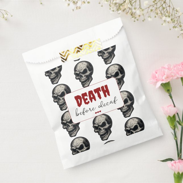 Gothic Skull ‘Death Before Decaf’ | Spooky Funny - Favor Bag (Sealed)