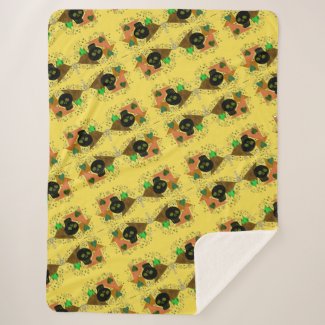 Gothic Skull - Earth Tone - Yellow- Sherpa Blanket
