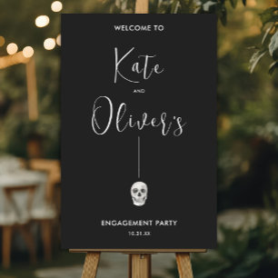 Gothic Skull Engagement Party Welcome Sign