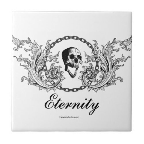 Gothic Skull Eternity Victorian Graveyard Art Ceramic Tile