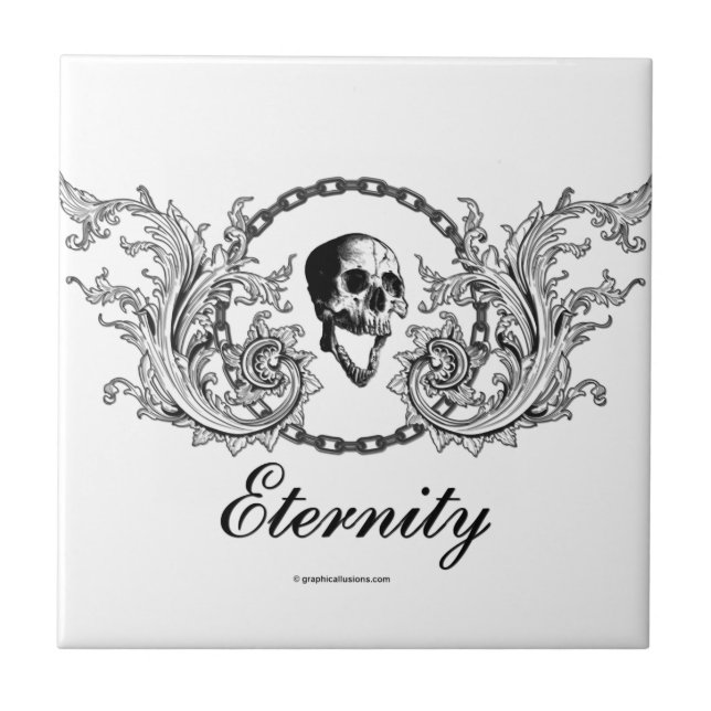 Gothic Skull Eternity Victorian Graveyard Art Ceramic Tile (Front)