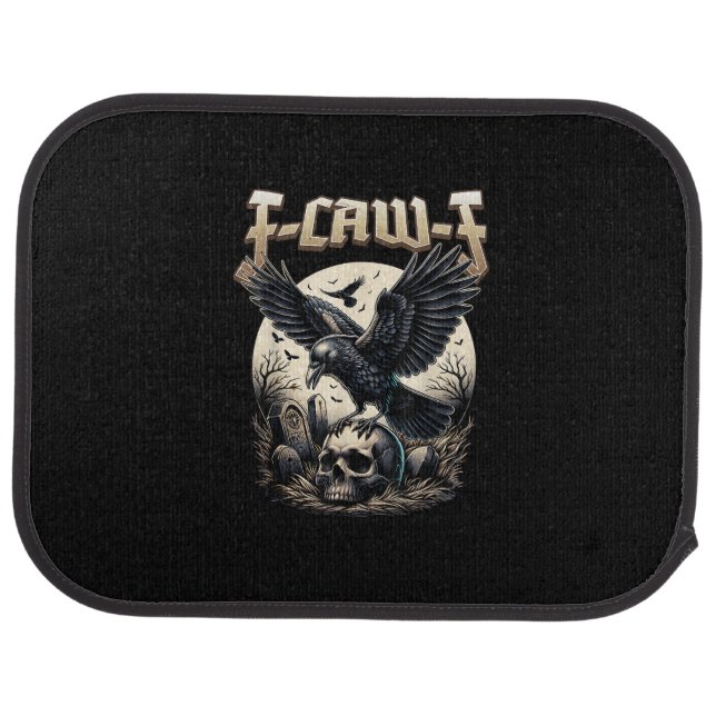 Gothic Skull F-Caw-F Crow Adult Humor Graphic  Car Floor Mat (Rear)