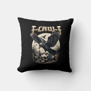 Gothic Skull F-Caw-F Crow Adult Humor Graphic  Throw Pillow