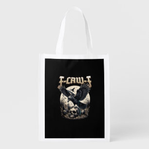 Gothic Skull F Caw F Crow Humor Graphic Grocery Bag
