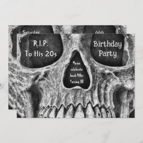 Gothic Skull Face Birthday Party RIP To His 20s Invitation