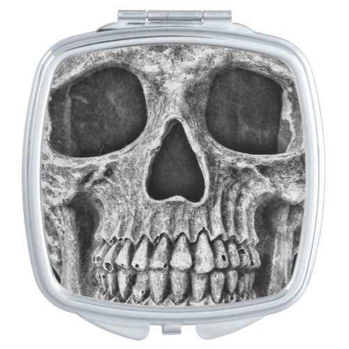 Gothic Skull Face Black And White Close Up Compact Mirror