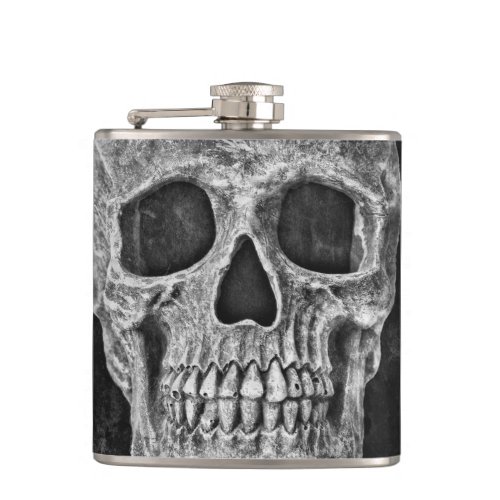Gothic Skull Face Black And White Cool Grunge Flask