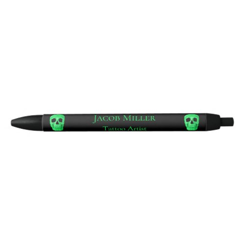 Gothic Skull Face Neon Green Black Tattoo Shop Black Ink Pen