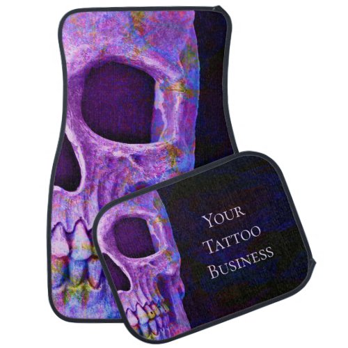 Gothic Skull Face Purple Blue Tattoo Shop Car Floor Mat