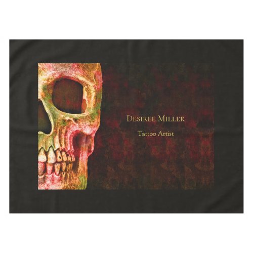 Gothic Skull Face Red Green Tattoo Shop Tablecloth