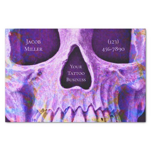 Gothic Skull Face Unique Purple Blue Tattoo Shop Tissue Paper