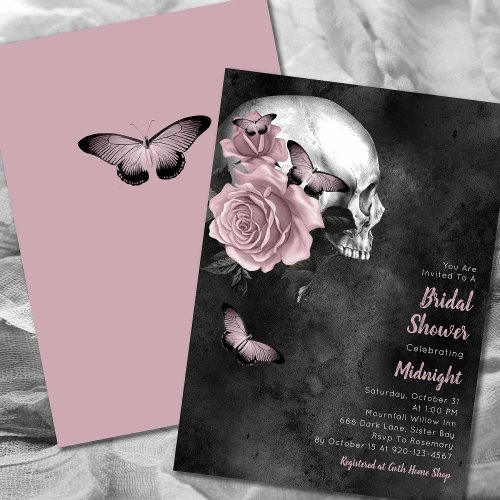 Gothic Skull Floral Bridal Shower Invitation