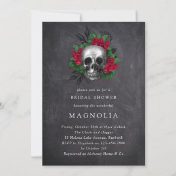 Gothic Skull Floral Bridal Shower  Invitation by rememberwhen_ at Zazzle
