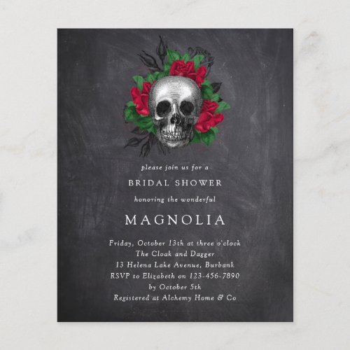 Gothic Skull Floral Bridal Shower Invitation Flyer