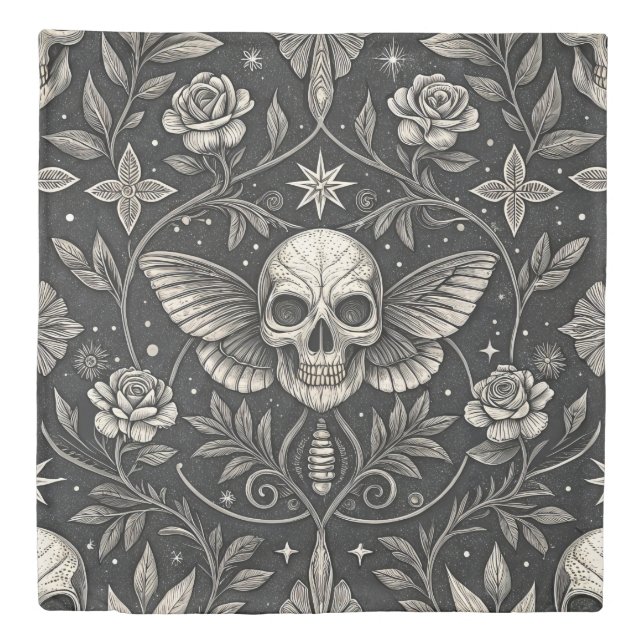 Gothic Skull Floral Celestial Pattern (1) Duvet Cover (Front)