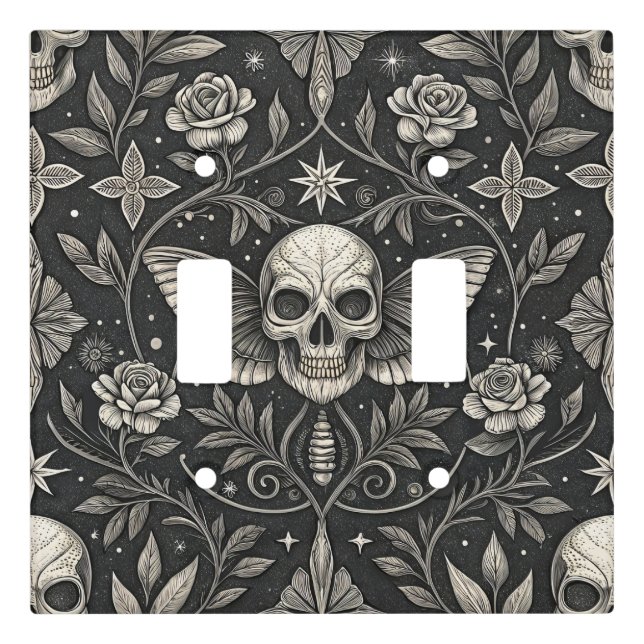 Gothic Skull Floral Celestial Pattern (1) Light Switch Cover (Front)