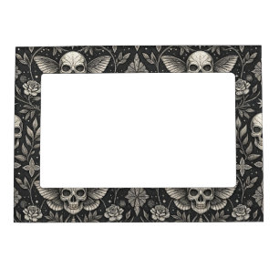 Gothic Skull Floral Celestial Pattern (1) Magnetic Frame
