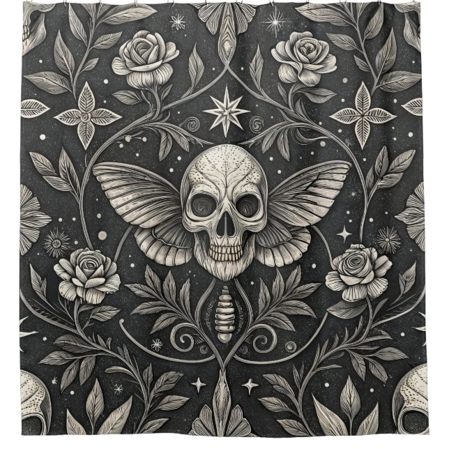 Gothic Skull Floral Celestial Pattern (1) Shower Curtain (Front)