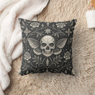 Gothic Skull Floral Celestial Pattern (1) Throw Pillow