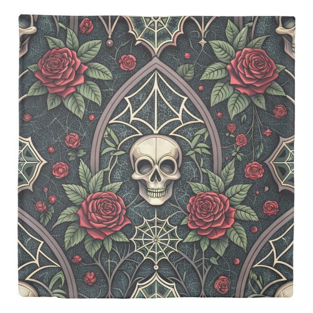 Gothic Skull Floral Celestial Pattern (3) Duvet Cover (Front)