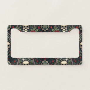 Gothic Skull Floral Celestial Pattern (3) License Plate Frame