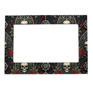 Gothic Skull Floral Celestial Pattern (3) Magnetic Frame