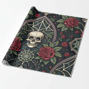 Gothic Skull Floral Celestial Pattern (3) Wrapping Paper