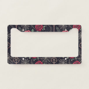 Gothic Skull Floral Celestial Pattern (4) License Plate Frame