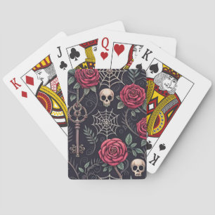 Gothic Skull Floral Celestial Pattern (4) Poker Cards