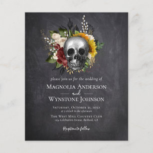 Gothic Skull Order of Day  50 Personalised Wedding Order of Service 