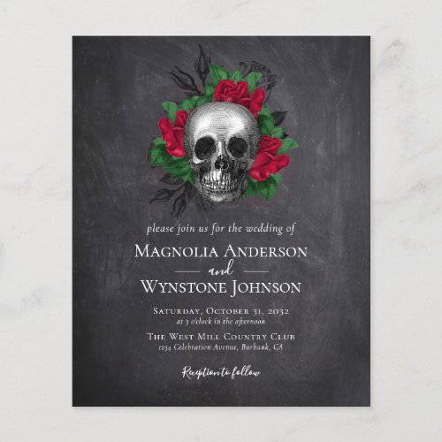 Gothic Skull Floral Halloween Wedding Invitation