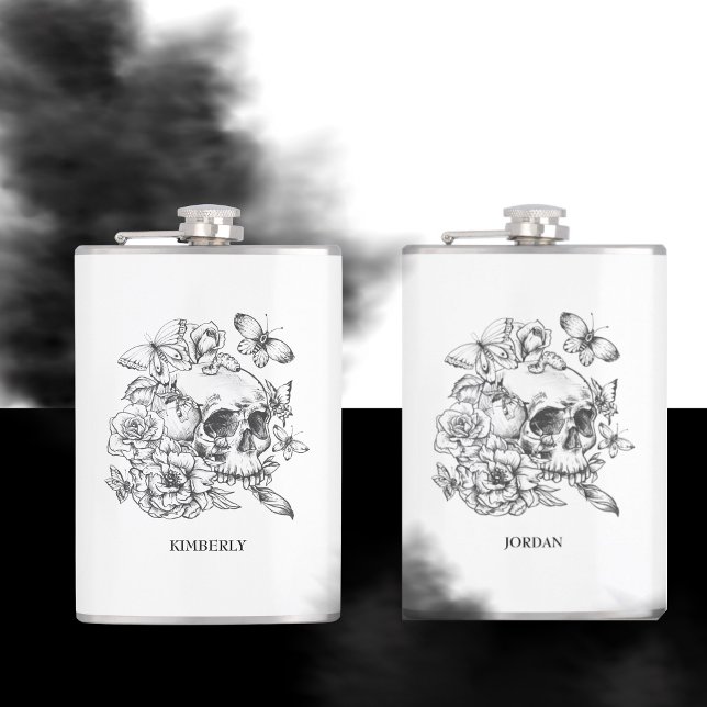 Gothic Skull Floral Keepsake Gift Flask (Creator Uploaded)