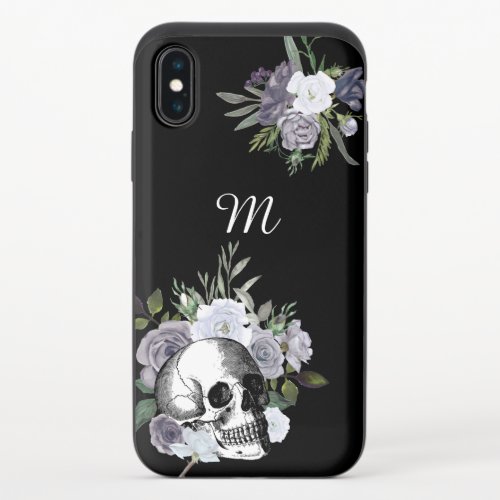 Gothic Skull Floral Personalized iPhone X Slider Case