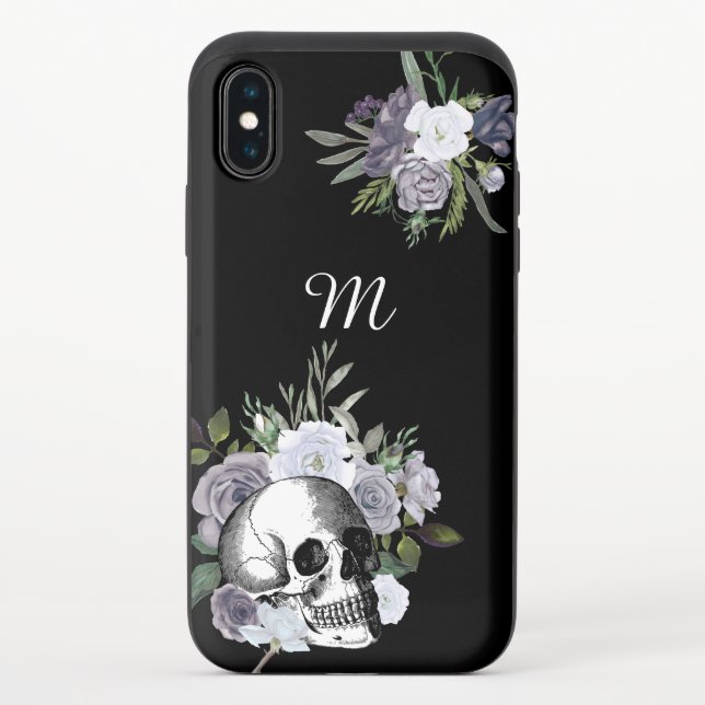 Gothic Skull Floral Personalized Uncommon iPhone Case (Back)