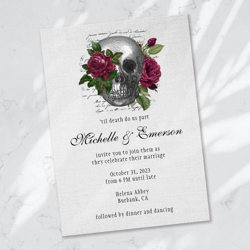Gothic Skull Floral til death do us part Wedding Invitation