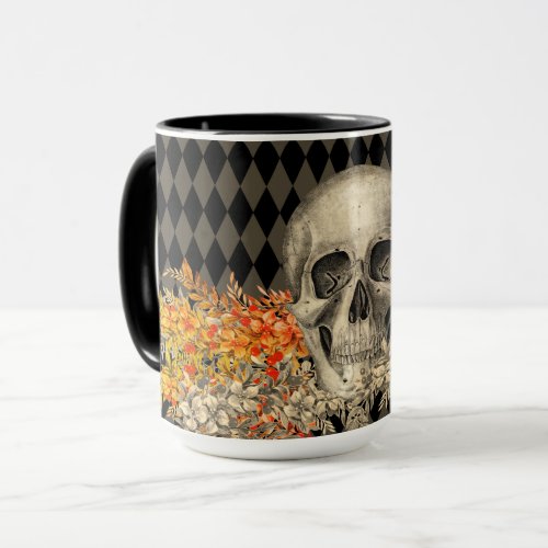 Gothic Skull  Flowers Autumn Fade Mug