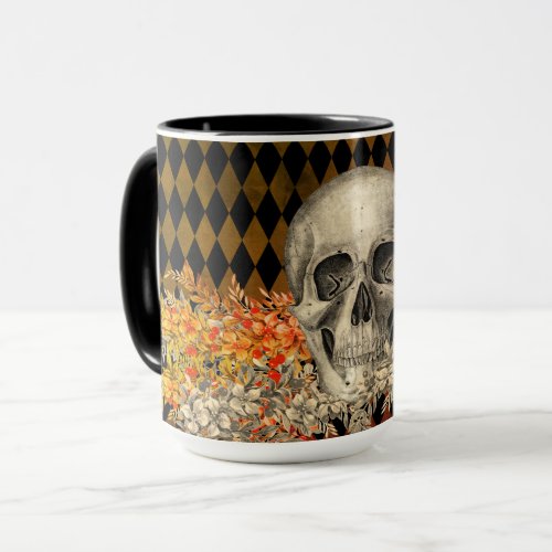 Gothic Skull  Flowers Autumn Fade Mug