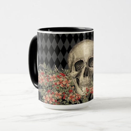 Gothic Skull  Flowers Mug