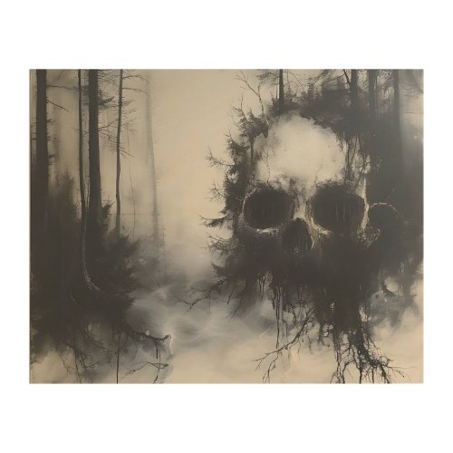 Gothic Skull Forest Wood Wall Art