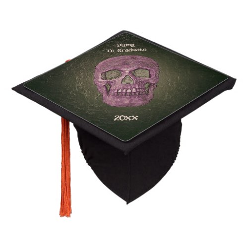 Gothic Skull Funny Glowing Pink Green Vintage Graduation Cap Topper