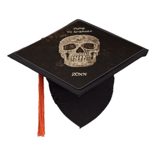 Gothic Skull Funny Vintage Brown Beige Grunge Graduation Cap Topper