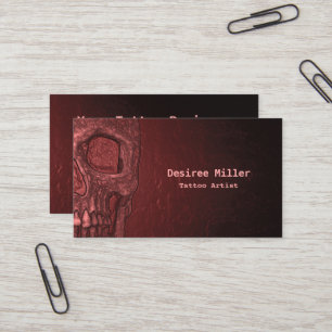 Gothic Skull Girly Red Pink Tattoo Artist Business Card