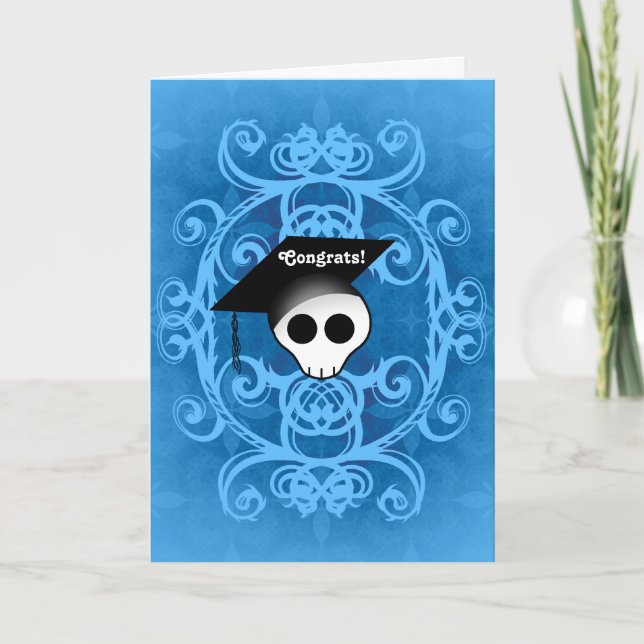 Gothic skull graduation congrats card (Front)