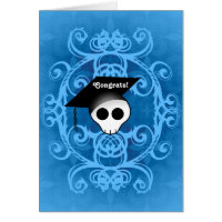 Gothic skull graduation congrats card